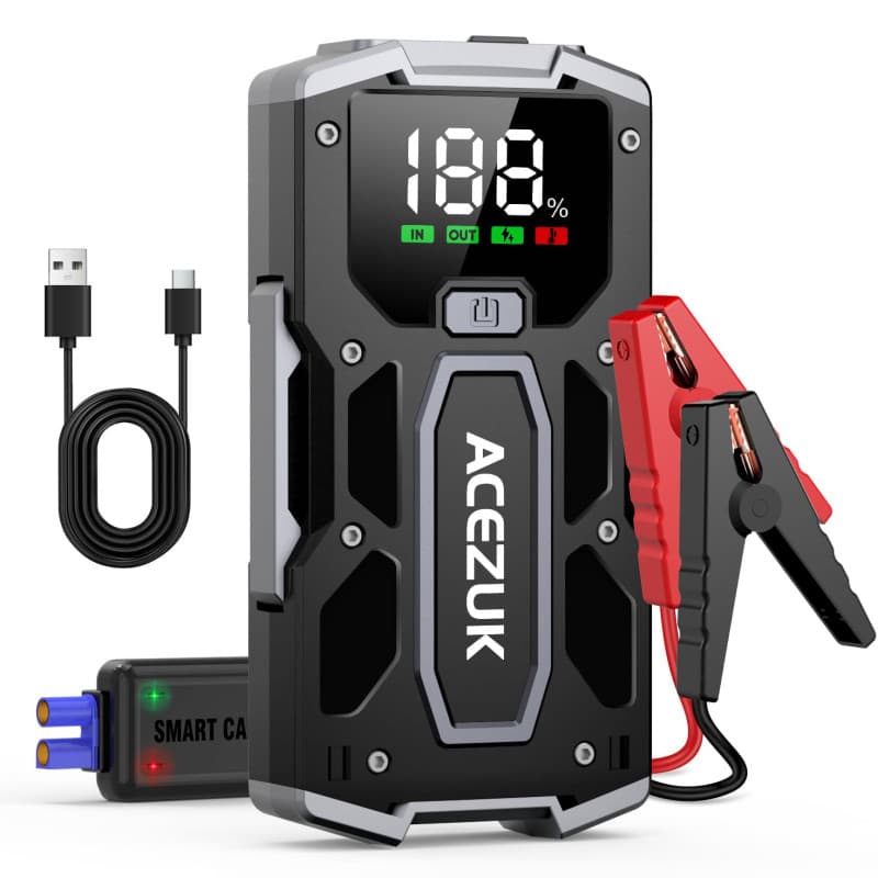 ACEZUK Booster Batterie Voiture 5000A, Démarreur de Voiture Portable (Jusqu'à 5.5L Diesel ou 7.0L Gaz), 12V Jump Starter avec 2.