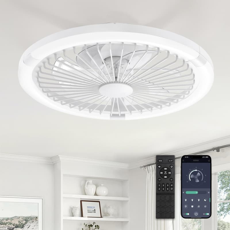 ZMISHIBO 50W Ventilateur de Plafond avec Lumière Ø50cm, 3 Couleurs, 6 Vitesses, Télécommande & Application, Mémoire, Luminosité