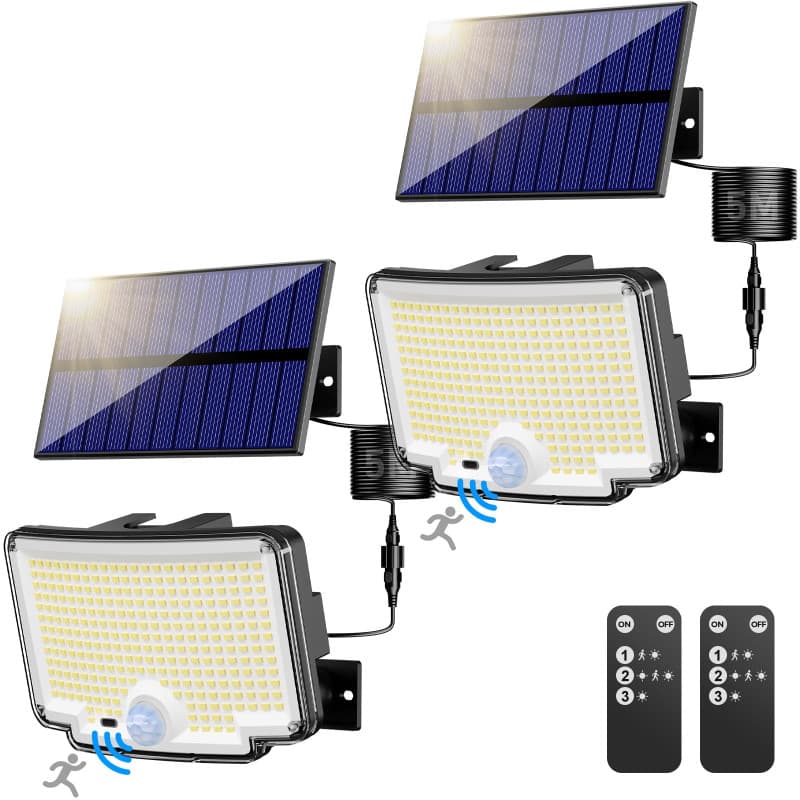 nipify Lampe Solaire Extérieur Detecteur de Mouvement【310 LED/3Mode/Angle d'éclairage 270 °】, Lumiere Solaire Extérieure avec Té
