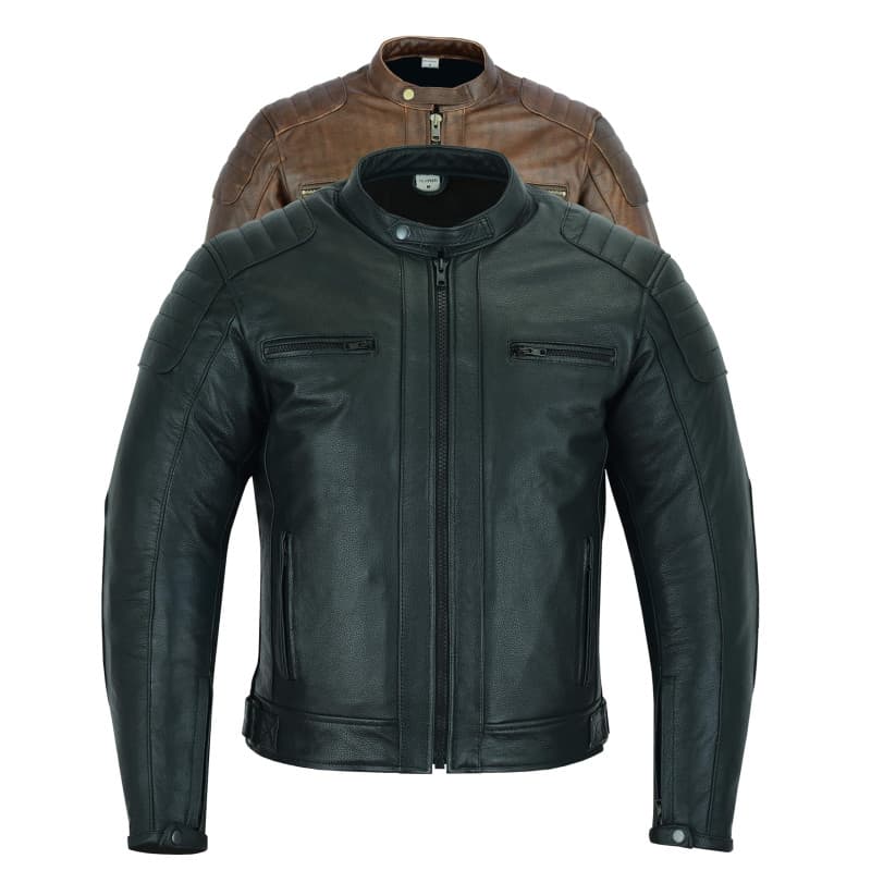 Texpeed Veste de moto en cuir pour homme - Homologué blouson été/hiver de moto de tourisme avec protection véritable biker CE ar