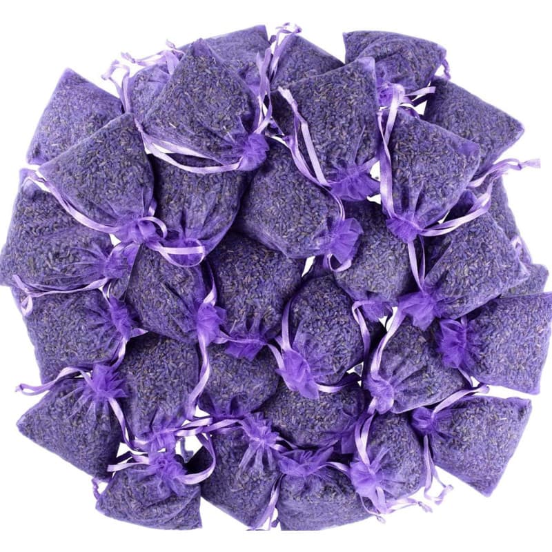 LEIKAIHUA remplis de Lavande 100% Naturelle (25Pièces),Anti-Insectes et Anti-Mites pour vêtements, tiroirs, armoires, Chaussures