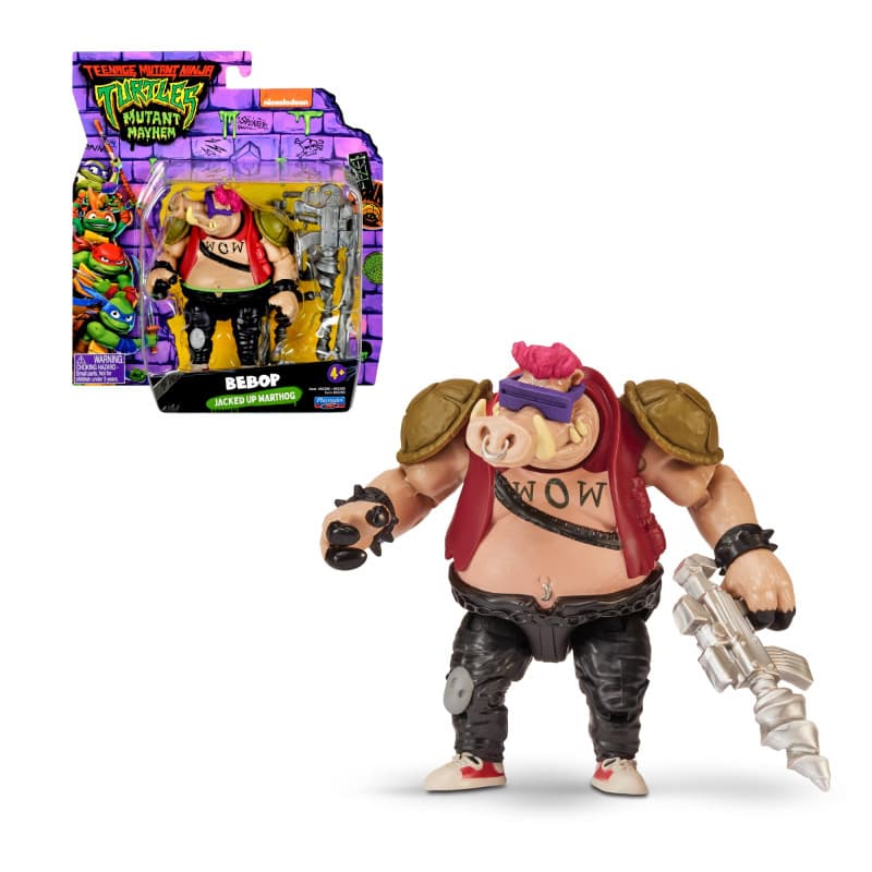 Tortues Ninja, Figurine articulée de 11,5 cm, avec armes, Bebop, Jouet pour enfants dès 4 ans, Giochi Preziosi TU8058