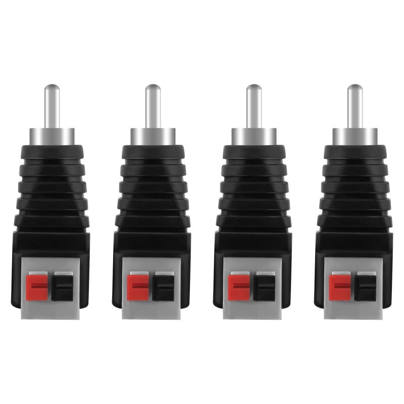 AXFEE 4 PCS RCA Vers Haut-parleur Adaptateur, Fiche Sans Soudure Haut-parleur Phono, RCA Mâle Vers AV Ressort Presse pour Audio