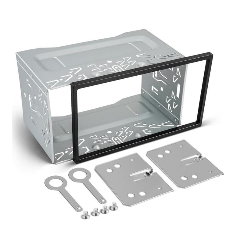 Hitopin Cadre d'Autoradio Universel 2 DIN, Universel en Métal avec Cadre, Cadre de Montage d'Autoradio, 2 DIN - Double Cadre en