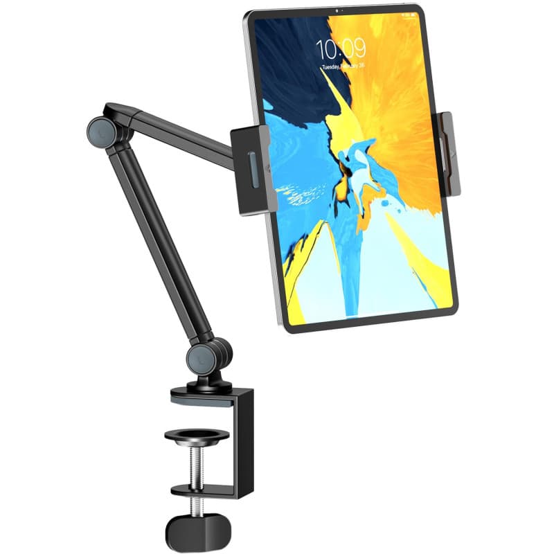 Putilsen Mount Support de Tablette Réglable 360° - Bras Double Axe Flexible et Hauteur Ajustable - Compatible iPad, Galaxy Tab,