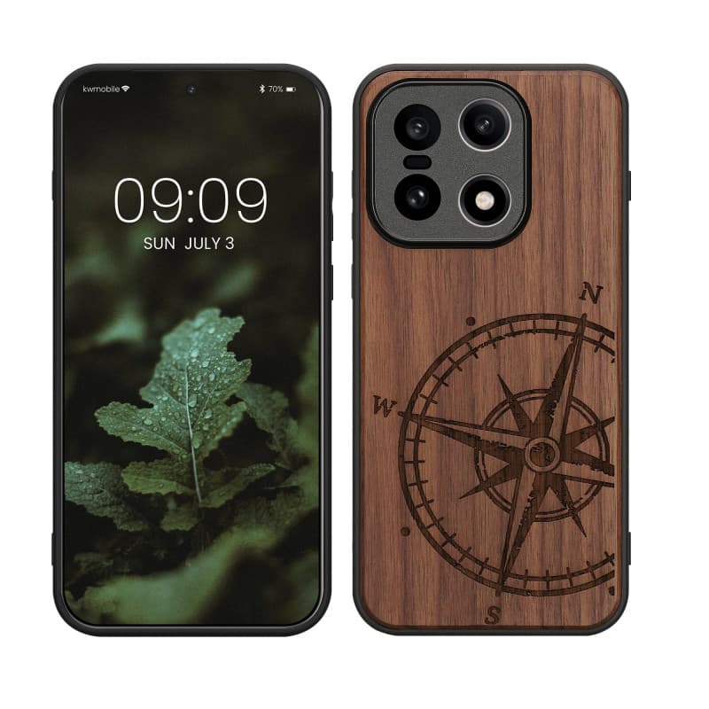 kwmobile Housse Compatible avec OnePlus 15 Coque - Étui de Protection Rigide Antichoc avec Cadre en TPU - Brun foncé