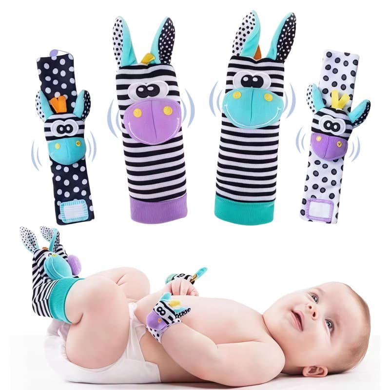 HAGOT Hochet Bebe, Poignet et Chaussettes Hochet, Jouet Bebe 0 3 6 Mois, 0-9 Mois Jouet Nouveau Né Garçon Fille