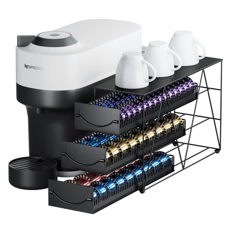 Le tiroir HFHOME peut contenir 90 dosettes Vertuo, organisateur de dosettes N à 3 niveaux, support de rangement de capsules de c