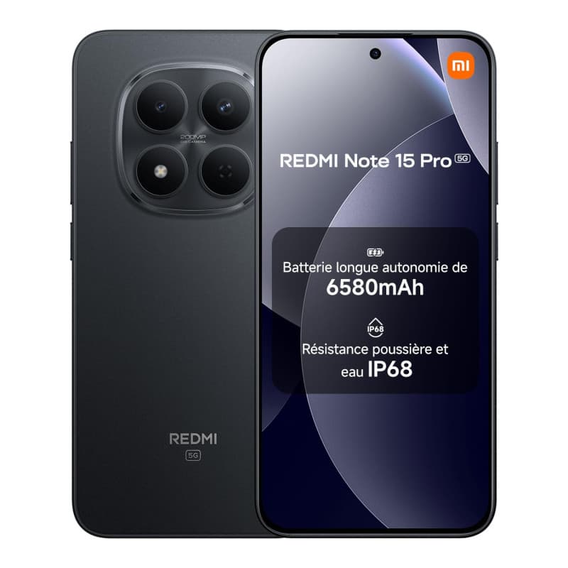 Xiaomi Redmi Note 15 Pro 5G, Smartphone 12+512 Go, Batterie Massive de 6580 mAh, IP66/IP68, Nouvel Appareil Photo 200 MP, écran