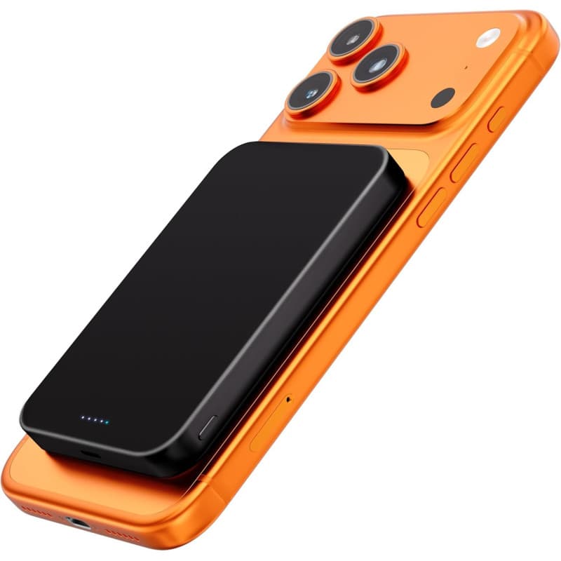 Kstime Batterie externe magnétique 10 000 mAh, design ultra fin en titane de 14 mm, chargeur portable sans fil PD20W avec entrée