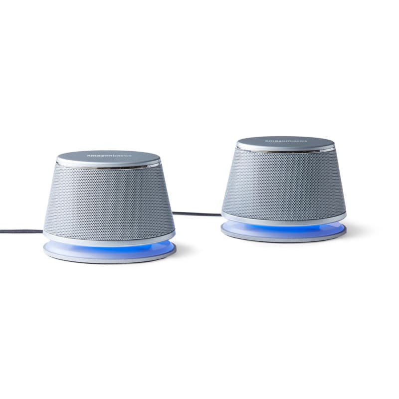 Amazon Basics Haut-parleurs stéréo 2.0 pour PC ou ordinateur portable, entrée auxiliaire 3,5 mm, alimentation USB, 1 paire, Arge