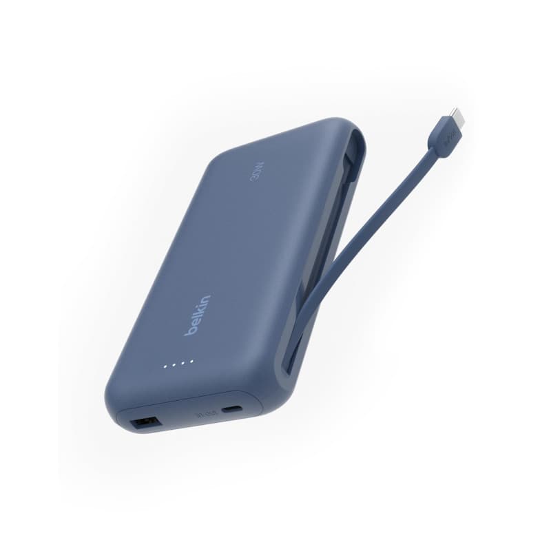 Belkin Batterie Externe (câble intégré, 20K, PD 30 W, Recharge Rapide USB-C Power Delivery, Chargeur Portable pour Tous modèles
