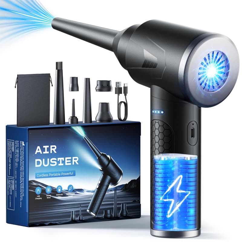 Souffleur Air Comprimé, 100000 TR/Min de Souffleur pc avec Batterie 9000mAh, Bombe Air Sec - Nettoyage PC, Plumeau Air Comprimé