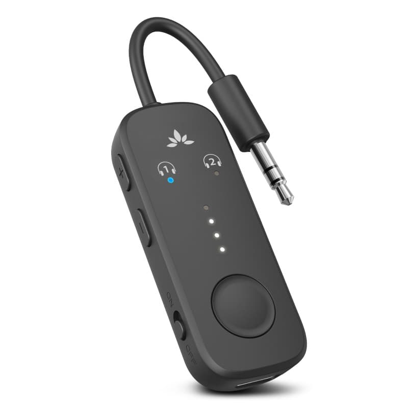 Avantree Relay – Adaptateur Bluetooth 5.3 pour Avion avec Qualcomm aptX Adaptive, 2 AirPods/Casques Pris en Charge, 20 H d’Auton