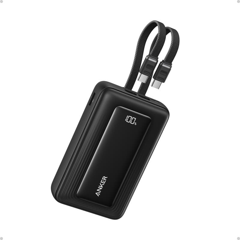 Anker Zolo Batterie Externe 20 000 mAh, Modèle 2025 Amélioré, Charge Rapide 45W Max, avec 2 Câbles USB-C Intégrés, 1 Port USB-C