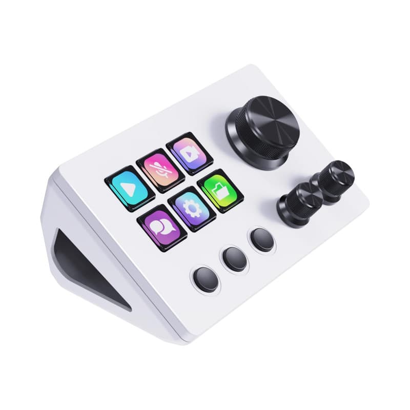 Basicolor N3 Clavier Macro avec 6 touches de raccourci LCD, 3 boutons et 3 molettes – Plateau de contrôle de flux programmable p