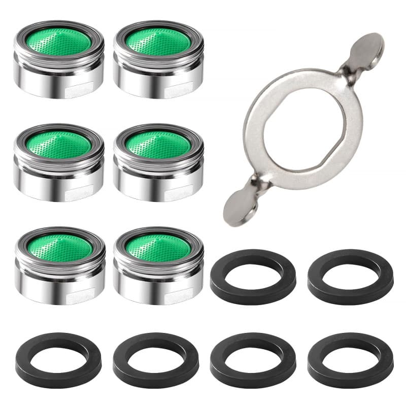 YIXISI 6 Pièces Mousseur Robinet M24, avec 6 Joint D'étanchéité et 1 Clé à Mousseur, Filtre à Robinet d'eau Accessoires avec Fil