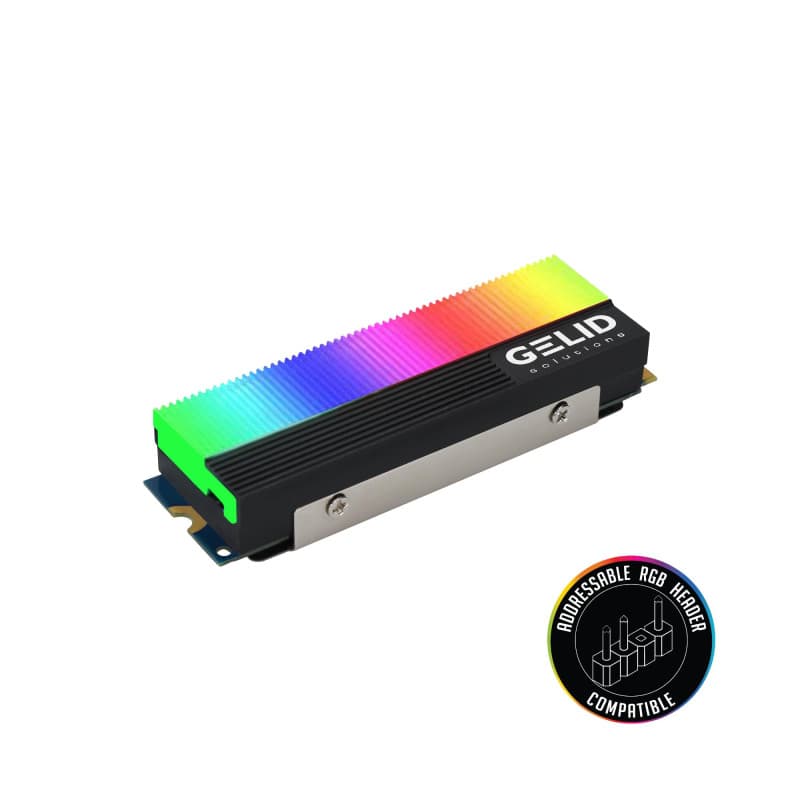 Gelid Solutions Glint-ARGB M.2 SSD Cooler-Module ARGB intégré - Dissipateur thermique en aluminium - Compatible M.2 - 73 x 24 x