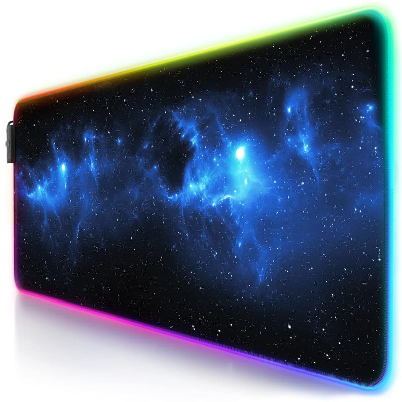 TITANWOLF - RGB Tapis de Souris Gaming XXL - LED Lumineuse Tapis de Souris Multicolore 11 Modes - 800 x 300mm - Surface antidéra