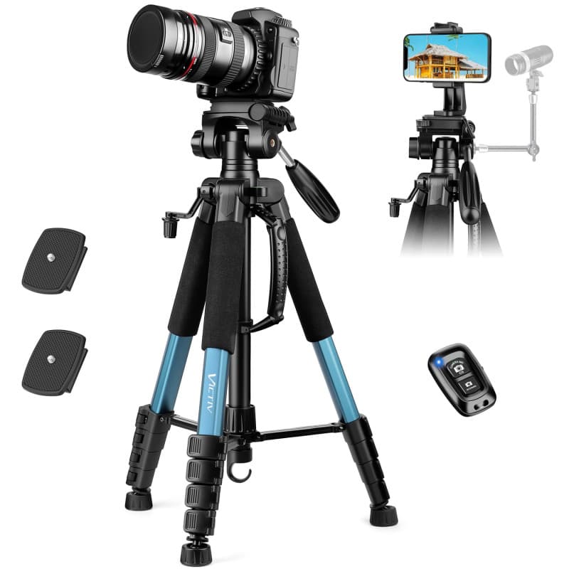 Victiv 188cm Trépied Appareil Photo, Trépied Caméra en Aluminium Portable, Trepied Photo avec Tête 3 Voies pour Canon Nikon Sony