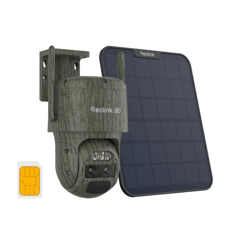 Reolink 4G LTE Caméra de Surveillance Double Objectif 4K, Carte SIM Incluse, sans Fil, PTZ, Suivi Automatique, Zoom Hybride 6X,