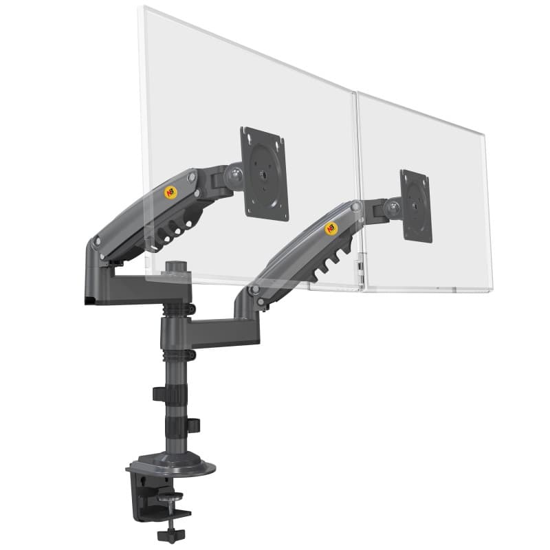 Support bureautique avec Ressort à gaz pour Deux écrans LCD 17″ – 27″ (43 cm – 69 cm de Diagonale) et Jusqu’à 9 kg chacun