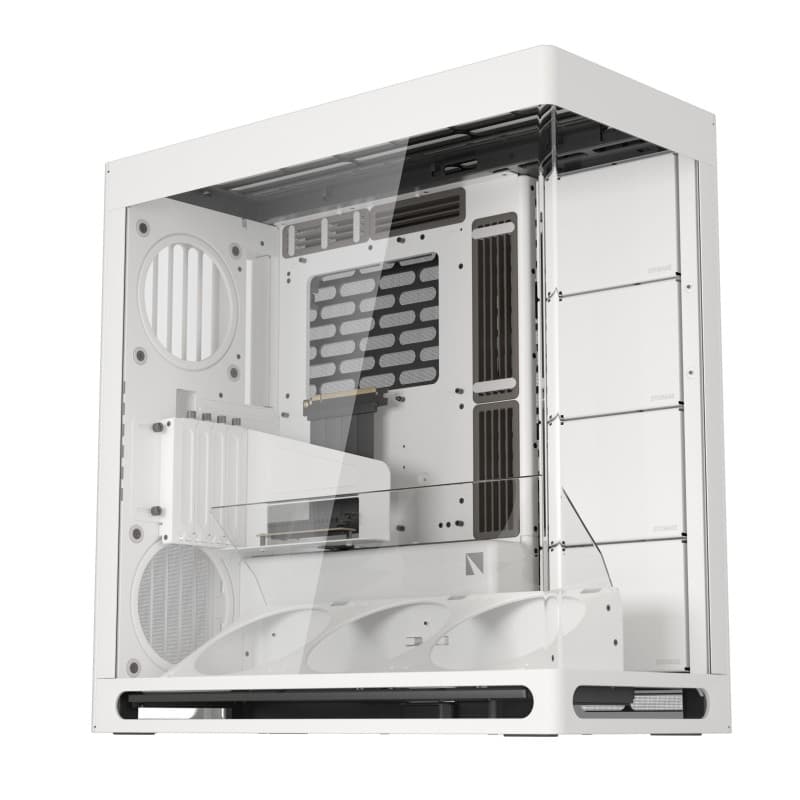HAVN HS 420 VGPU Boîtier PC ATX à double chambre Blanc | Kit GPU vertical PCIe 5.0, 11 emplacements de ventilateur de 140 mm et