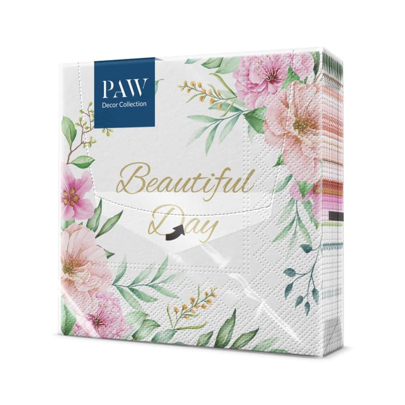 PAW - Serviette Papier 3 Plis (33 x 33 cm) I Lot de 20 I L'Élégance Sous Forme D'Ornements Intemporels des Serviettes Parfaites