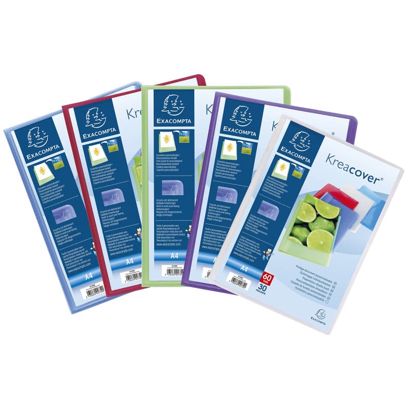 Exacompta - Réf. 5789E - 1 Protège-documents Kreacover Chromaline - 80 pochettes cristal lisse - 160 vues - pour A4 - dim 24 x 3