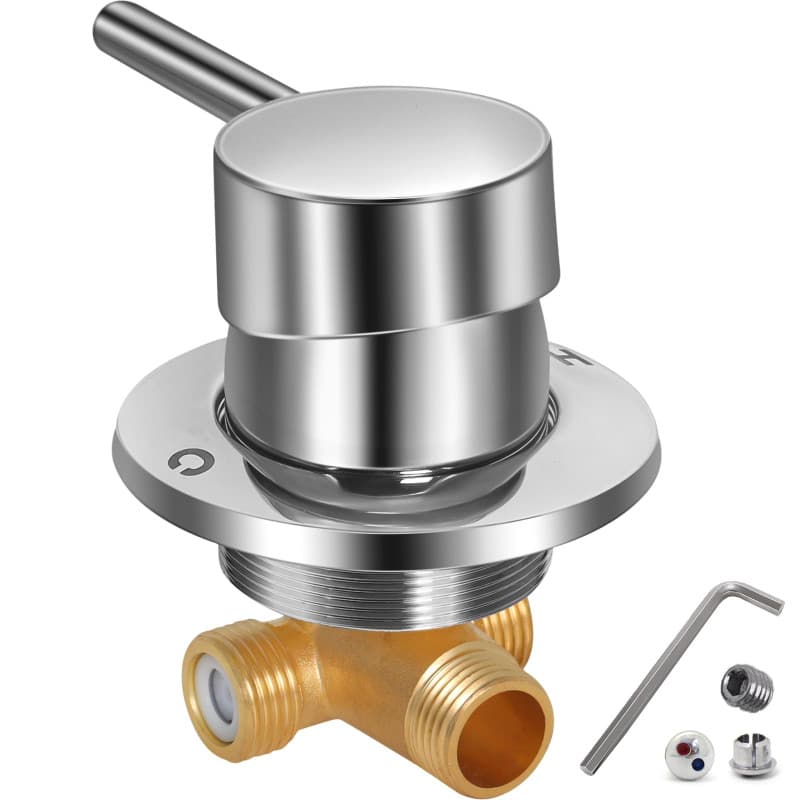 Gekufa Mitigeur Thermostatique de Douche en Laiton, Robinet de Sortie Deux en Un G1/2" pour Salle de Bain, Eau Froide et Chaude