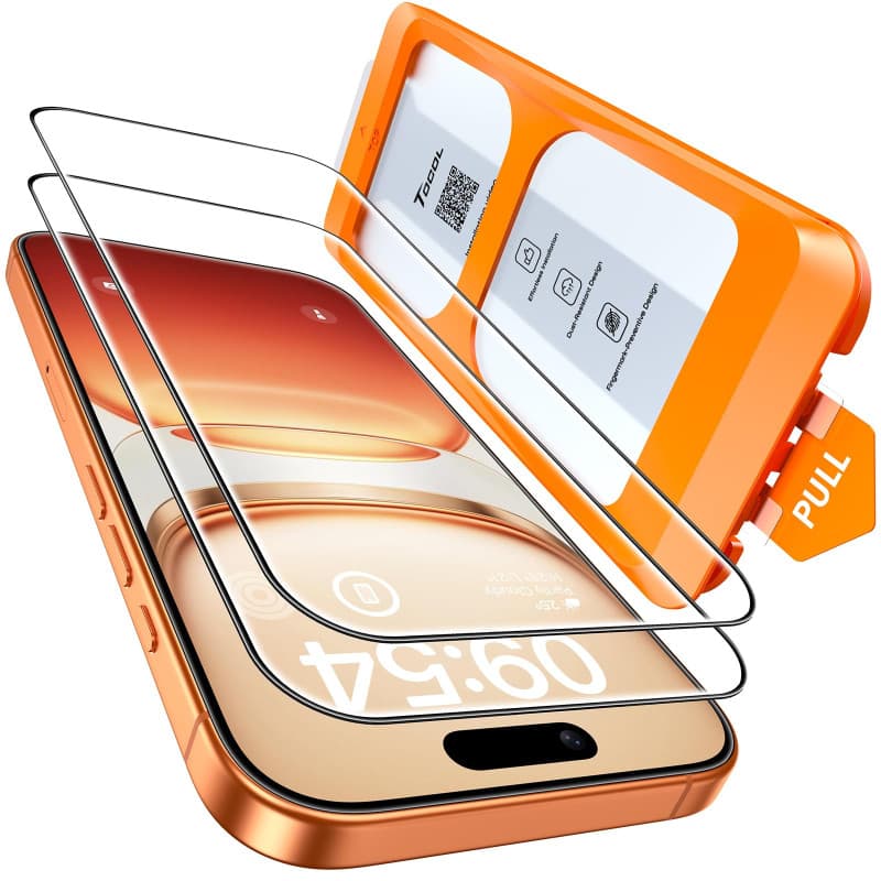 TOCOL Verre Trempé pour iPhone 16 Pro Max, Dépoussiérage Automatique, Sans Bulles, Dureté 9H, Couverture Complète Protection écr