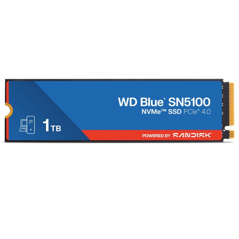 WD Blue SN5100 NVMe SSD 1 to (Jusqu'à 7 100 Mo/s en Lecture, M.2 2280, PCIe Gen 4, nCache 4.0, Technologie SANDISK 3D CBA NAND,