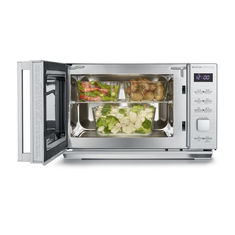 CASO MG 20 Cube Ceramic – Micro-ondes 2-en-1 sans plateau tournant avec gril de 1000 W – Capacité de 20 L – 13 programmes automa
