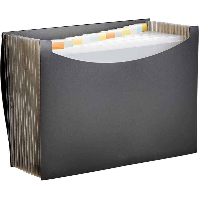 Amazon Basics Porte-documents type trieur à soufflets Format lettre (A4), Lot de 1, Noir