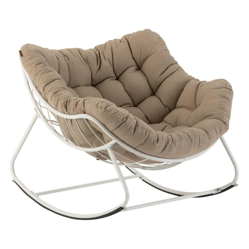 Fauteuil Oeuf à Bascule Hespéride Beige et Blanc pour Terrasse