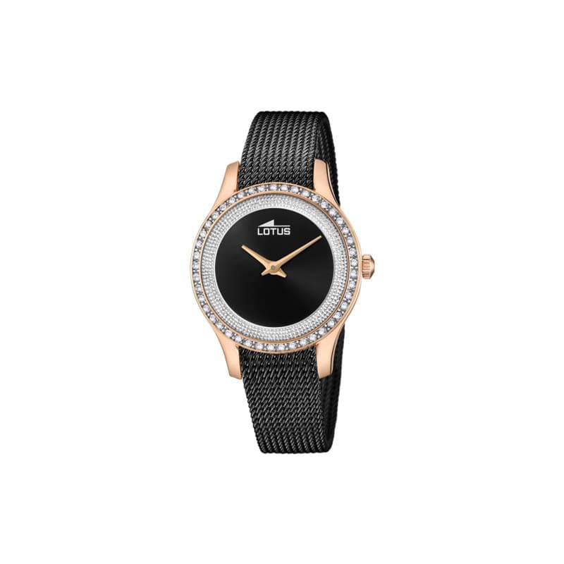 Montre Analogique Étanche LOTUS - Cadran Noir et Bracelet Noir