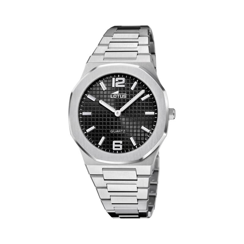 Montre Analogique Lotus 18841/4 avec Cadran Noir et Bracelet Argent