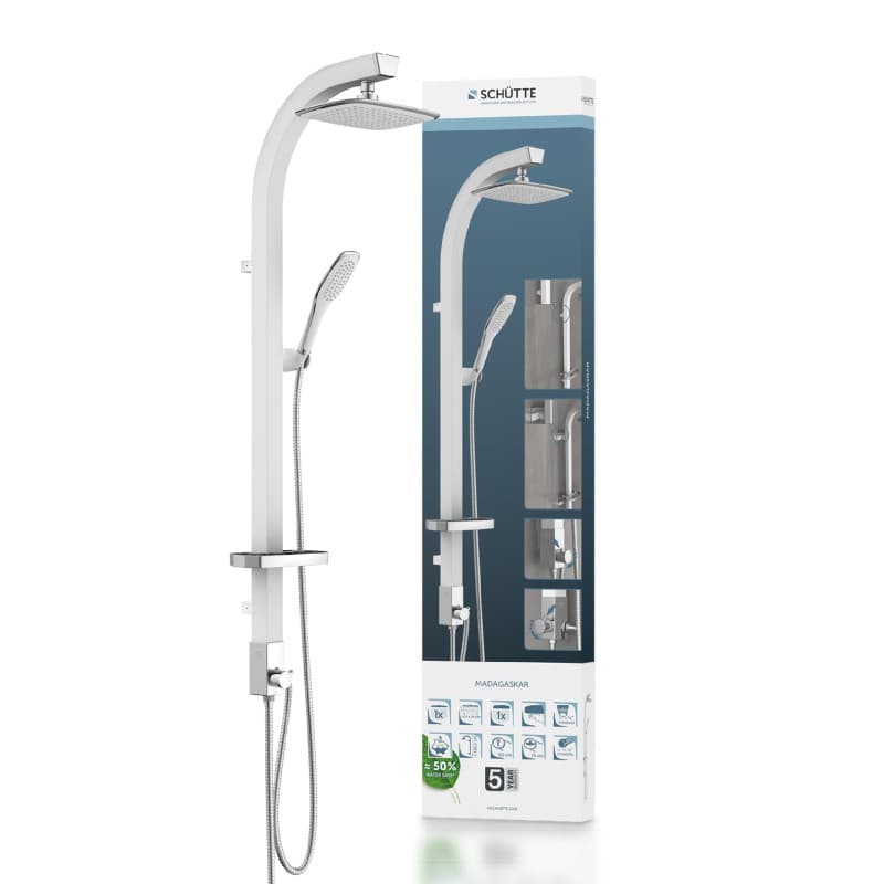 Douchette Schütte Madagascar Effet Pluie - Set de Douche Blanc