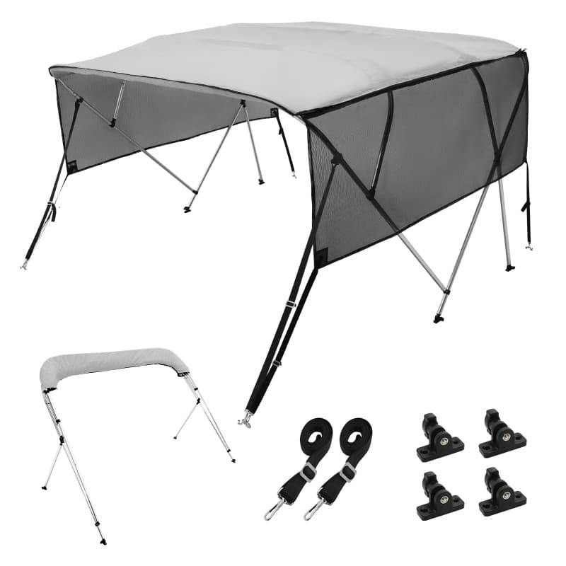 Bimini VEVOR pour Bateau avec Parois Latérales Amovibles - Protection Solaire 243x137x216-228 cm