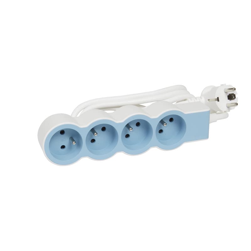 Rallonge Multiprise Extra-Plate Legrand 4 Prises 16A 1,5m Blanc et Bleu
