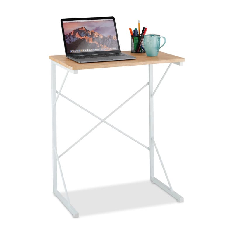 Bureau Compact Relaxdays pour Ordinateur - Design Moderne Blanc