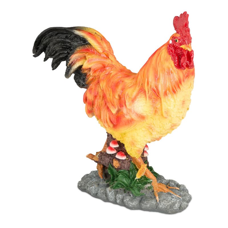 Coq en Polyrésine Multicolore pour Décoration de Jardin - Résistant aux Intempéries