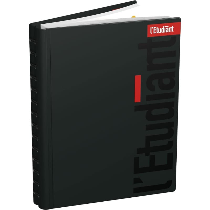 Agenda Journalier L'Etudiant 2025-2026 - Couverture PVC Noir - 15x20 cm