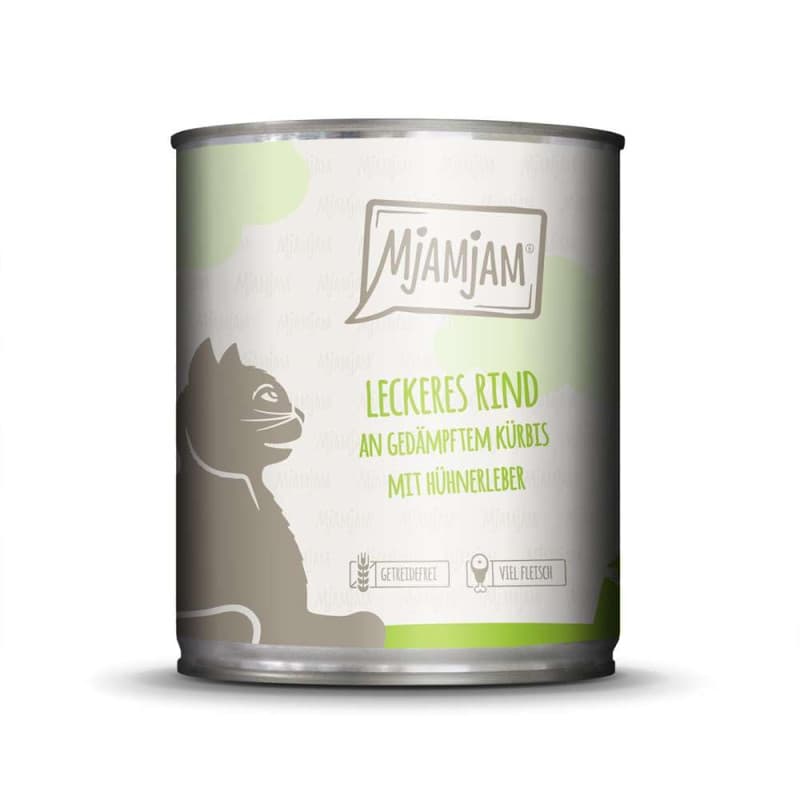 MjAMjAM Nourriture Humide Premium pour Chats - Bœuf et Citrouille, Pack de 6