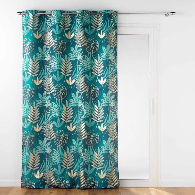 Rideau à Œillets Émeraude 140 x 260 cm - Polyester Imprimé