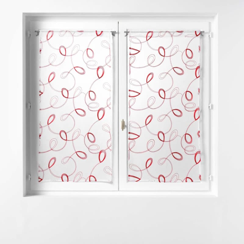 Paire de Voilages Rouge Brodés 60x90 cm - Douceur d'Intérieur