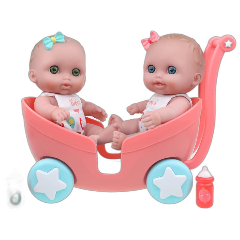 Ensemble Poupées Lil Cutesies avec Poussette Double en Vinyle - JC Toys