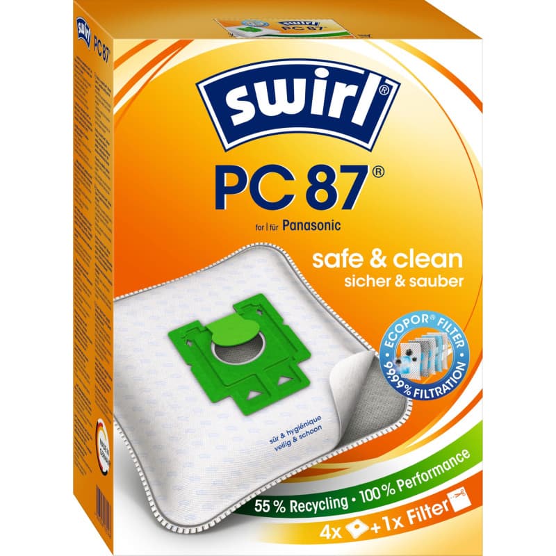 Lot de 4 Sacs d'Aspirateur et Filtre Swirl PC 87 MP Plus AirSpace