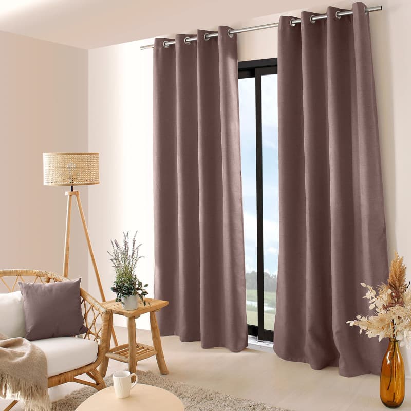 Rideau Obscurcissant Marron Vison avec Œillets - 135x240cm