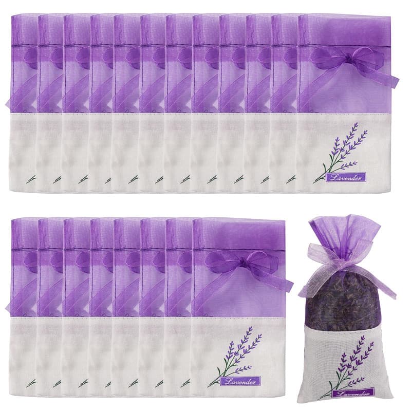 20 Sacs de Lavande Violet avec Cordon de Serrage - Parfum Naturel